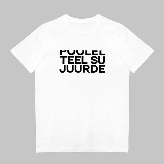 T-särk valge "Poolel teel su juurde"